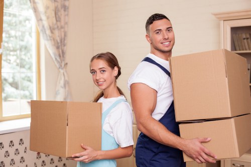 Packed boxes and furniture prepared for house removals