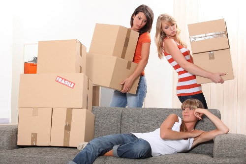 Organised office contents prepared for a business move in Dagenham