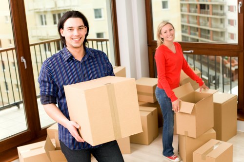 Household furniture and boxes prepared for a Dagenham move