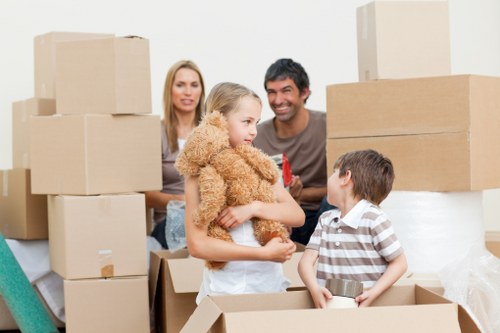 Packed boxes and furniture loaded for a Dagenham house move